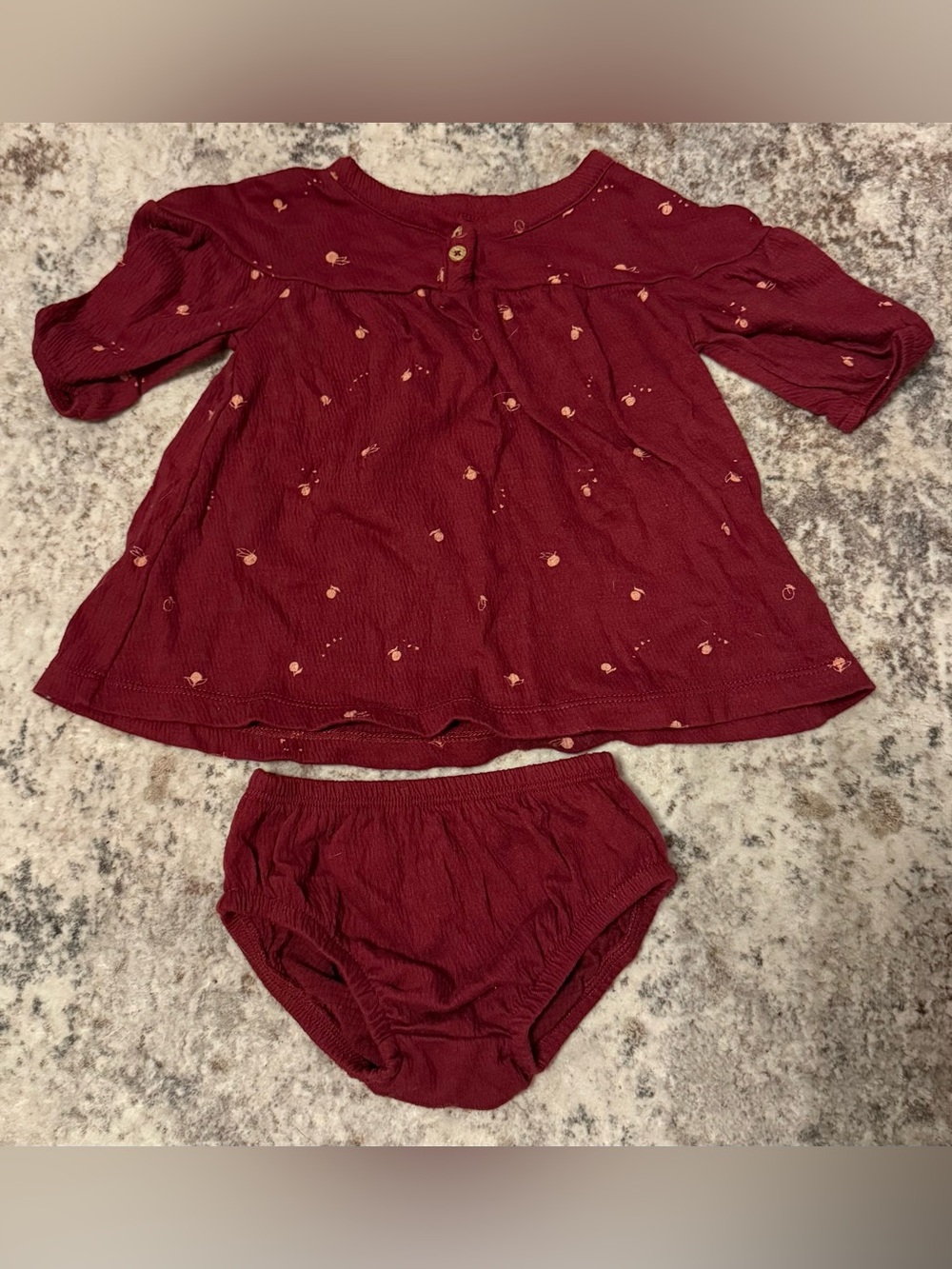 Baby Girls' Hooded Jacket & Dress 4 piece Set - Burgundy - Picture 3 of 3